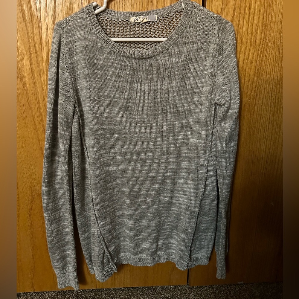 Jolt Womens Pullover Long Sleeve Knitted Sweater Gray Size XL